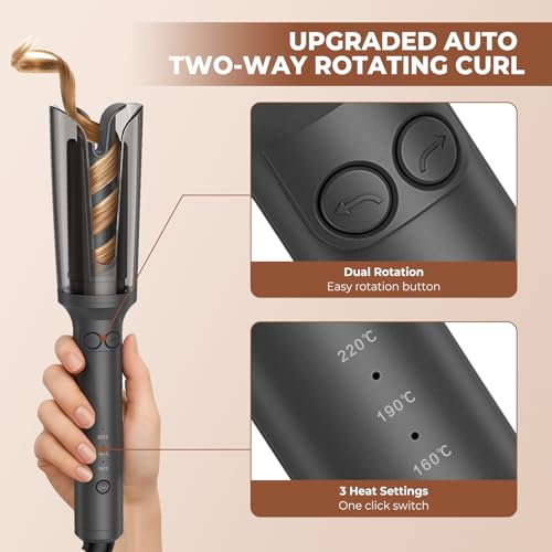 Souvik Automatic Curling Iron Professional Curling Iron 23 mm with 3 Temperature, Anti-Scald Smart Reminder, Anti-Tangle Curling Iron for Perfect Curls