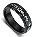 8mm/6mm Black Stainless Steel Her King His Queen Couples Wedding Band Promise Engagement Proposal Ring with Blue Cubic Zirconia (Priced Separate)