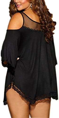 FENTI Women Plus Size Babydoll Jersey Knit Camisole Dress Lace Trim Lingerie