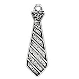Housweety 20 PCs Charm Pendants Tie Silver Tone 29mmx9mm(1 1/8