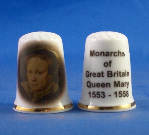 Porcelain China Collectable Thimble - British Monarchs Series -- Queen Mary -- Free Gift Box