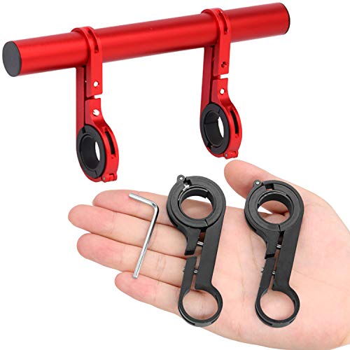 Together-life Bike Handlebar Extender, Bicycle Extension Bar Aluminum Alloy Double Clamp Mount Holder Bracket Space Saver for Holding Flashlight Speedometer GPS Phone Mount Holder(Red)