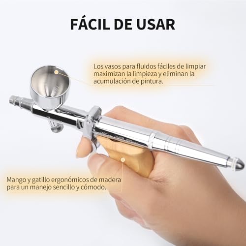 Bucasso Airbrush Kit, Air Gun with 0.3mm/0.5mm/0.8mm Needles/Nozzles, 3cc/7cc/11cc Replaceable Fluid Cup for Painting Mockups Nail Pastel Tattoo Makeup (W002-B)