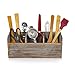 Besti Wooden Kitchen Utensil Holder With 3 Compartments | Torched Wood Utensil Organizer | For Cutlery, Napkins, Cups & More | Vintage Countertop Caddy Box | Size: 6.5 x 14.8 x 5” Inch (Rustic)