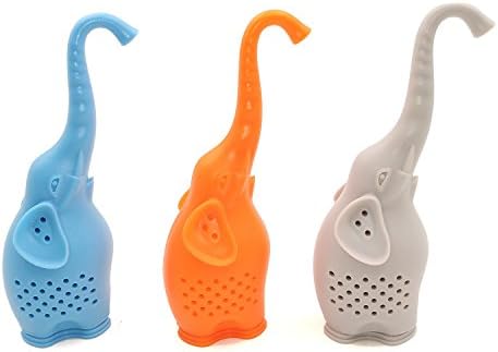 ShineVGift Silicone Tea Infuser Elephant Tea Infuser Long Handle Elephant Nose Tea Leaf Strainer Filter Pack of 3