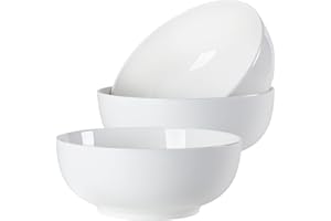 Dyware 60 oz Large Soup Bowl, Pho Bowls, 8-Inch Off-White Porcelain Bowls Set of 3, Perfect for Hearty Meals and Serving