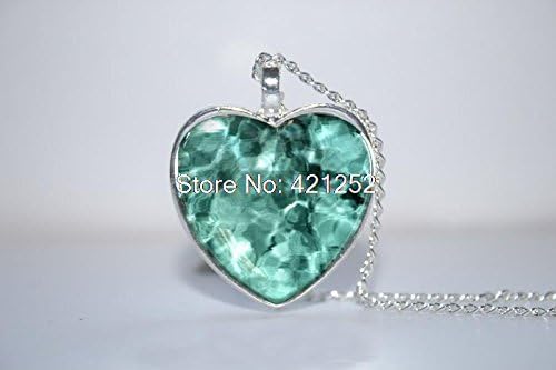 Pretty Lee 2015 Fashion Underwater Pendant Turquoise Necklace Heart Necklace Glass Photo Cabochon Necklace Christmas gift
