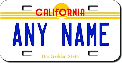 Personalized California License Plate 3" X 6" (inches) Fiberglass Reinforced Plastic. Add Your Name, Text or Numbers.Great Size for Bikes, Bicycles, Kid's Ride on Cars, Wagons, Walkers etc. VER.2