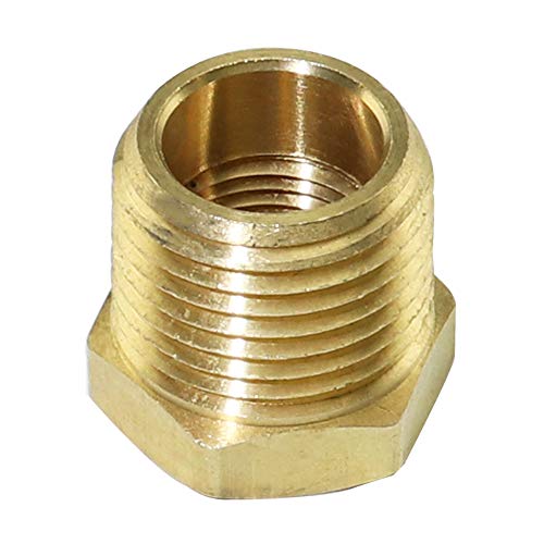 KOOTANS NPT Standard 4pcs 1/4" Female Thread to 3/8" Male Thread Pipe Adapter Brass Pipe Fitting, Reducing Hex Nipple