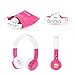 ONANOFF BuddyPhones Inflight, Volume-Limiting Kids Headphones, 3 Volume Settings of 75, 85 and 94 dB, Includes Travel Mode, Perfect for Airplanes, Trains and Cars, Built-in Audio Sharing Cable, Pink