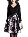 DanMunier Women's V-Neck 3/4 Sleeve Floral Cocktail Party Fit&Flare Wrap Dress with Pocket 3768(S, Black)