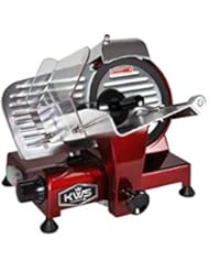 KWS MS-6RT Premium 200w Electric Meat Slicer 6-Inch in Red Teflon Blade, Frozen Meat Deli Meat Cheese Food Slicer Low Noises Commercial and Home Use