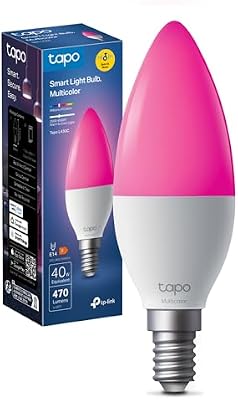 Lâmpada WiFi, lâmpada LED multicolorida E14 2500K-6500K, regulável 40W 470Lm, funciona com Alexa, controlo por voz, poupança de energia, L430C.