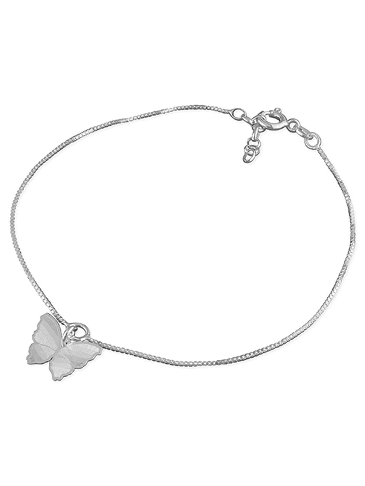 Designer Inspirations Boutique 9.75 Inch Butterfly Charm On Chain Sterling Silver Anklet/Ankle Bracelet/Ankle Chain - 925 Sterling Silver - 9.75" Inch / 25cm - Anklets for Women