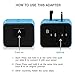 Universal Travel Adapter, All-in-one International Power Adapter with 2.4A Dual USB, Europe Adapter Travel Power Adapter Wall Charger for UK, EU, AU, Asia Covers 150+Countries (Blue)