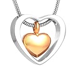 Two Hearts Urn Necklace for Ashes - Cremation Memorial Keepsake Pendant - Funnel Fill Kit Included