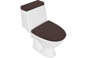 AZHCHKE Toilet Lid and Tank Cover Set - Stretch Washable Spandex Fabric Protector for Bathroom Seats - Fits Most Toilets, Coffee