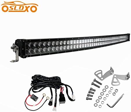 SLDX 50inch 288w 5-DimT Curved Led Light Bar Off Road Lights Truck Bar 25920LM SAE High Beam Pattern Spot Flood Combo 96pcs3W Cree Leds for 4wd Utv Atv Suv Truck IP68 Free Wiring Harness