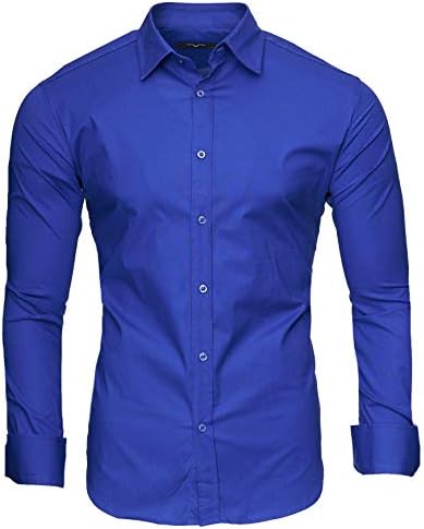 Kayhan Men´s Long Sleeve Casual Shirt Slim fit Easy Iron Modell - Uni Color
