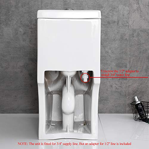 HOROW HWMT-8733A Small Toilet 25" Long x 13.4" Wide x 28.4" High One Piece Short Compact Bathroom Tiny Mini Commode Water Closet Dual Flush Concealed Trapway