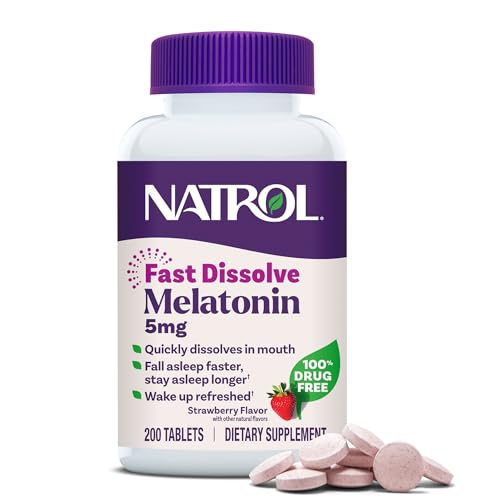 Natrol Melatonin 5 mg Fast Dissolve Tablets, Strawberry, 200 Count