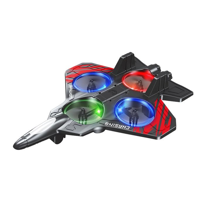 SiumPklay V32 RC Plane, 2.4GHz Remote Control Airplane with LED Light, 360° Flips & Gyro Stabilizer, 3 Speeds, 2 Batteries, Easy Fly for Beginners, Kids Adults for 8-12 Year Old Boys (Red)