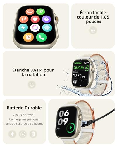 Parsonver Men's Women's Smart Watch with Bluetooth Calls, Smartwatch with GPS, 3ATM Waterproof, 1.85 Inch Watch with 100+ Sports, Heart Rate, Sleep, Smart Watch for Android & iOS