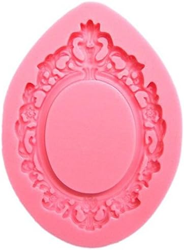BakeArt Oval Victorian Mirror Frame Filigree Scroll Fondant &amp; Gumpaste Mold, Mat Used for Sugarcraft, Candy, Cookie &amp; Sugar Lace