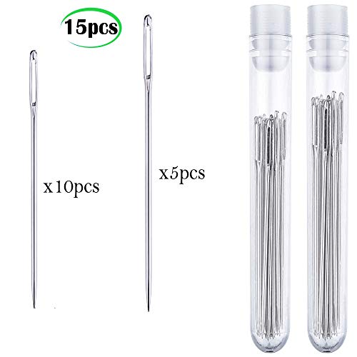 Large-eye Hand Sewing Needles 2.3 inches (60mm) 5 pcs and Big Eye Stitching Needles 2 inches (52mm) 10pcs in Storage Tube - Thumbnail 4