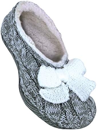 Jennifer Anderton - Ladies Knitted Fluffy Faux Fur Lined Warm Fleece Non Slip Slipper Socks with Grippers