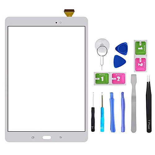 White Touch Screen Digitizer for Samsung Galaxy Tab A 9.7" - Glass Replacement for SM-T550 SM-T555 T550 T555 (Not Include LCD) with Tools + Pre-Installed Adhesive