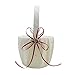 MAYMII 2 Heart Rhinestones Ivory Satin Wedding Flower Girl Basket and Ring Pillow Set, Ivory (Red)