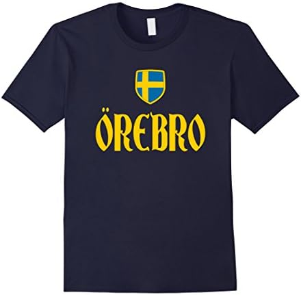 Men's OREBRO T-shirt Swedish Pride Sweden Flag Sverige Tee  Medium Navy