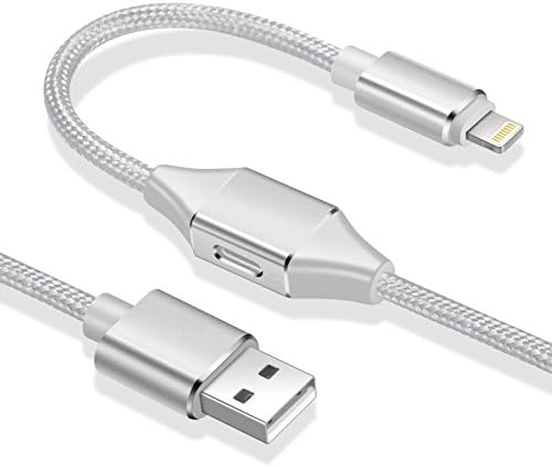 iPhone X Dual Lightning Adapter Splitter, ZHIHUM 2 in 1 Lightning Port Cable[Support Music Control&amp; Charging&amp; Data Sync&amp; Phone Call] for iPhone 8&amp;8 Plus/7&amp;7 Plus (Silver)