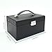 4Queens Girls Jewelry Box Black Pu Leather with Makeup Mirror Watch Display Organizer Storage Case Lockable
