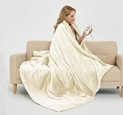 image for MARQUESS Electric Blanket MicroPlush Sherpa and Reversible Flannel Was
