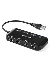 LYFNLOVE Concentrador USB ultra delgado 3, 4 puertos Divisor USB 3.0 Divisor de datos USB de alta velocidad con interruptores de encendido   apagado individuales para computadora portátil, computadora, PC, controlador Thumb y más