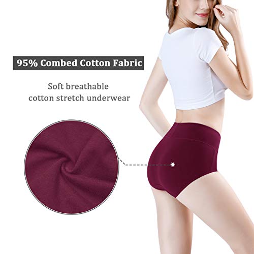 wirarpa Women's High Waisted Cotton Underwear Ladies Soft Full Briefs