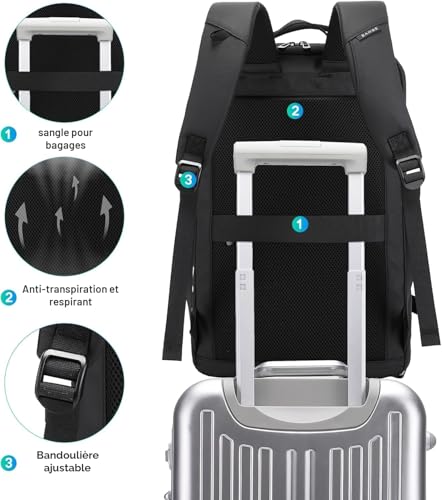 BG FUTURE AESTHETICS 40L Travel Backpack with Shoe Compartment, Weekend Hand Luggage, Flight Approved, Lightweight and Waterproof for 15.6-17.3 inch Laptop, Black,
