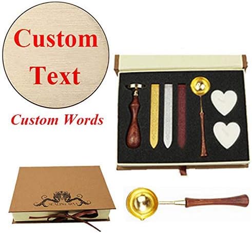CTEB 120 Style Vintage Customize Custom Monogram Wax Seal Stamp Personalized Picture Logo Word Wedding Invitation Sealing Wax Seal Stamp Wood Handle Melting Spoon Gift Paper Book Box Candle Set Kit