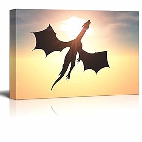 Flying Dragon Against The Sun in The Sky Wall Decor