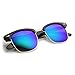 zeroUV Half Frame Semi-Rimless Horn Rimmed Sunglasses (Tortoise-Gold/Green-Blue Mirror)