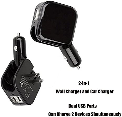 VOGTEL Portable Dual USB Car &amp; Home Charger for iPhone 7 / 6s / Plus, iPad Pro / Air 2 / mini, Galaxy S7 / S6 / Edge / Plus, Note 5 / 4, LG, Nexus, HTC and More (Black)