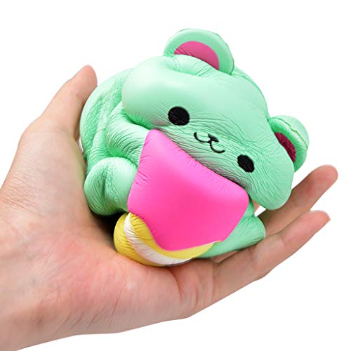 Mikilon Squishies Sitting Bear Kawaii Soft Slow Rising Scented Animal Squishies Stress Relief Kids Toys Gift Collection Decorative Props (Green)