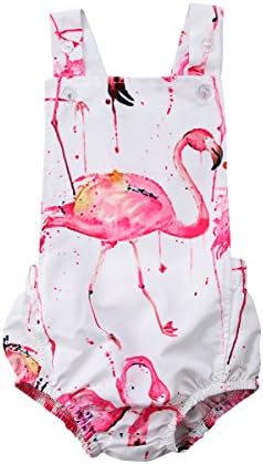 ABEE Newborn Baby Girls Cotton Flamingo Romper Bodysuit Jumpsuit Outfits Clothing