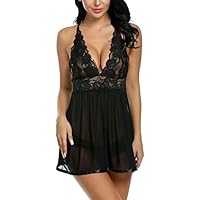 Avidlove Women Lingerie Lace Babydoll Strap Chemise Halter Teddy V Neck Sleepwear