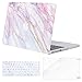 MOSISO Compatible with MacBook Pro 13 inch Case 2015 2014 2013 end 2012 A1502 A1425 with Retina Display, Protective Plastic Pattern Hard Shell Case & Keyboard Cover & Screen Protector, Pink Marble