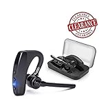 Bluetooth Headset, Wireless Bluetooth Earpiece Headphones Earbuds Ear Hooks Earphones with Mic and Carrying Case for Business/Office/Driving/Truck Support iPhone/Android Cellphones