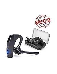 Auriculares Bluetooth inalámbricos con Bluetooth para auriculares, auriculares con ganchos para la oreja, micrófono con cancelación de ruido y funda de transporte para negocios, oficinas, conducción y pista