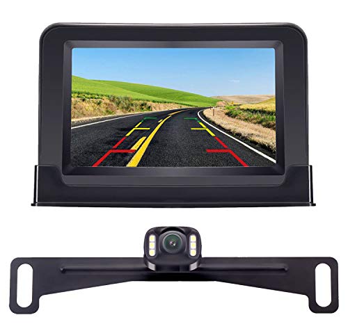 Amtifo Backup Camera For Cars,Pickups,Trucks,Easy Installation HD 720P High-Speed Observation System With 4.3 Inch Monitor,Adjustable Rear/Front View Camera,Super Night Vision,Guide Lines On/Off